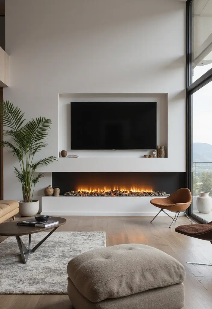 30 Fireplaces With TV Above That Actually Work in Any Room - 6. Horizontal Fireplace Design