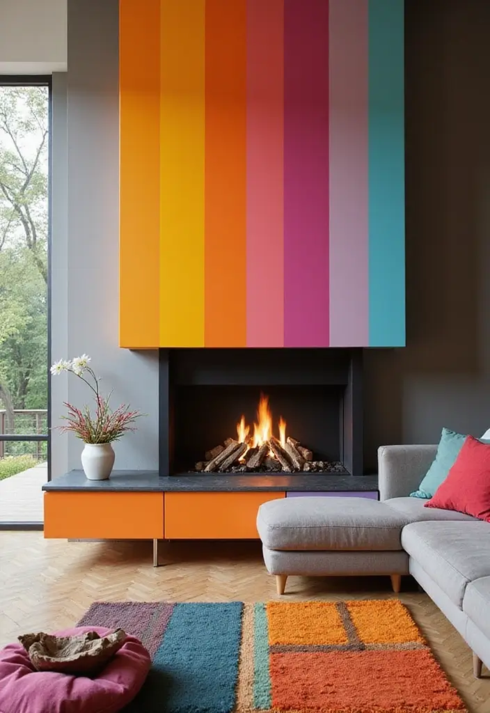 30 Gas Fireplace Ideas That Feel Modern and Efficient 17 30 Gas Fireplace Ideas That Feel Modern and Efficient - 17. Colorful Gas Fireplace Designs
