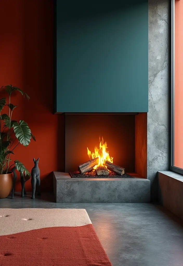 30 Gas Fireplace Ideas That Feel Modern and Efficient 20 30 Gas Fireplace Ideas That Feel Modern and Efficient - 20. Warm and Cool Color Combinations