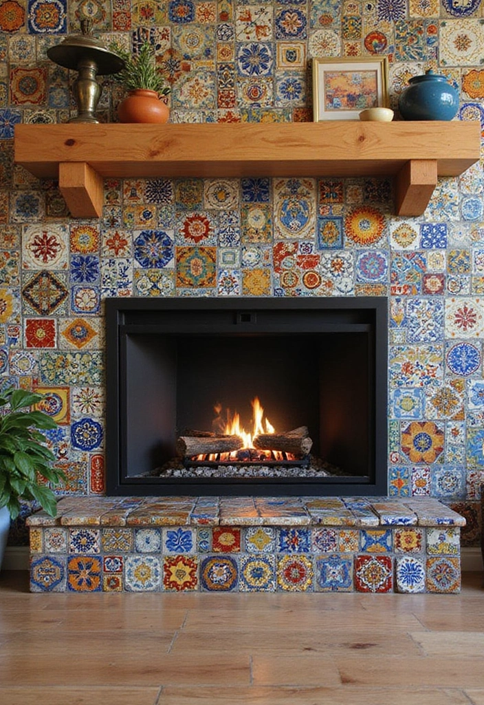 30 Gas Fireplace Ideas That Feel Modern and Efficient 26 30 Gas Fireplace Ideas That Feel Modern and Efficient - 26. Gas Fireplaces with Artistic Tiles