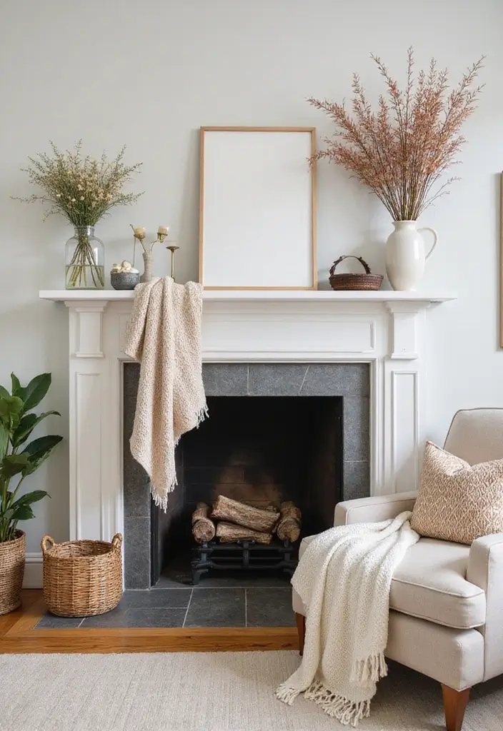 30 Living Rooms With Fireplace That Feel Warm and Inviting 18 30 Living Rooms With Fireplace That Feel Warm and Inviting - 18. Seasonal Decor
