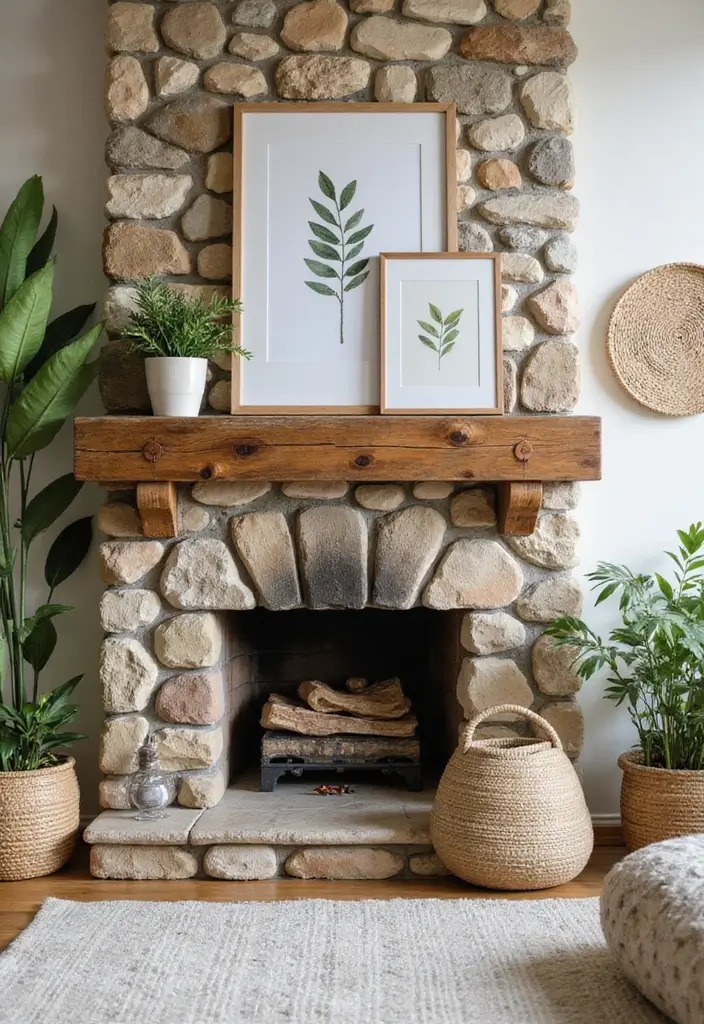30 Living Rooms With Fireplace That Feel Warm and Inviting 20 30 Living Rooms With Fireplace That Feel Warm and Inviting - 20. Nature-Inspired Details