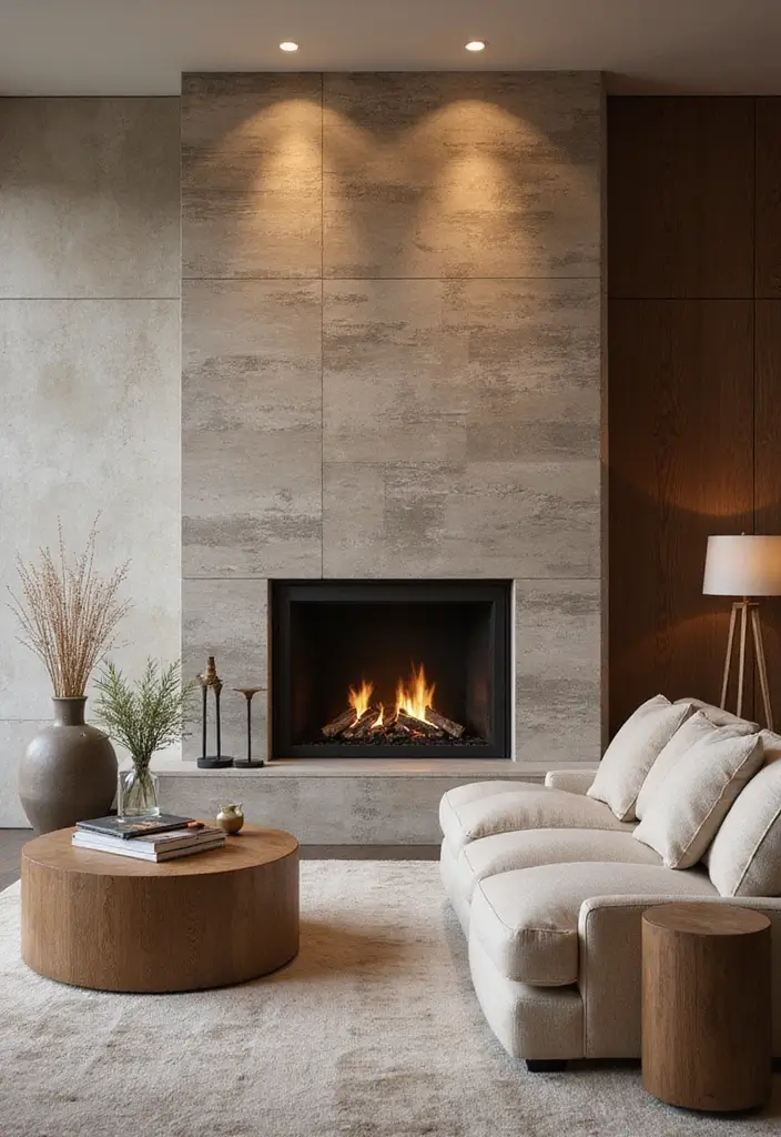 30 Living Rooms With Fireplace That Feel Warm and Inviting 26 30 Living Rooms With Fireplace That Feel Warm and Inviting - 26. Warm Textured Walls