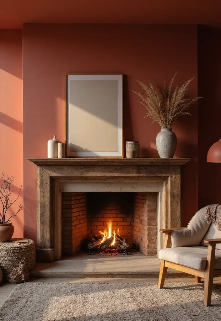 30 Living Rooms With Fireplace That Feel Warm and Inviting 27 30 Living Rooms With Fireplace That Feel Warm and Inviting - 27. Warm-Up With Color