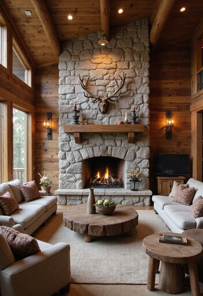 30 Living Rooms With Fireplace That Feel Warm and Inviting 3 30 Living Rooms With Fireplace That Feel Warm and Inviting - 3. Cozy Cabin Retreat