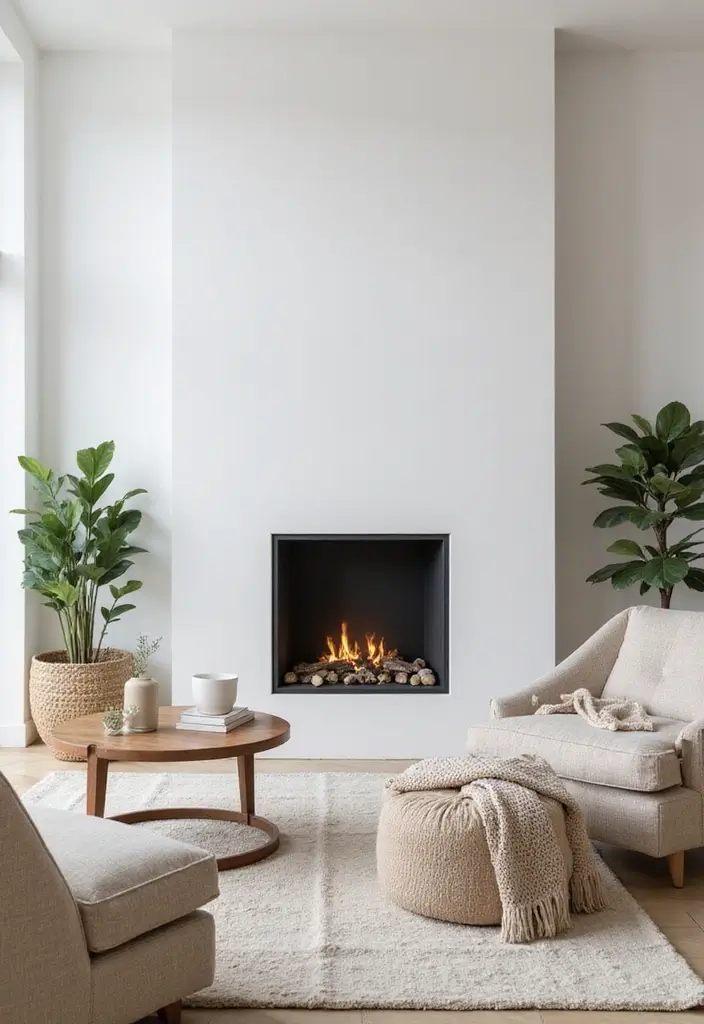 30 Living Rooms With Fireplace That Feel Warm and Inviting 9 30 Living Rooms With Fireplace That Feel Warm and Inviting - 9. Minimalist Warmth