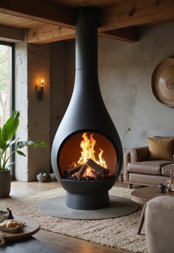 30 Rustic Fireplace Designs That Feel Cabin-Cozy 13 30 Rustic Fireplace Designs That Feel Cabin-Cozy - 13. Hanging Fireplaces