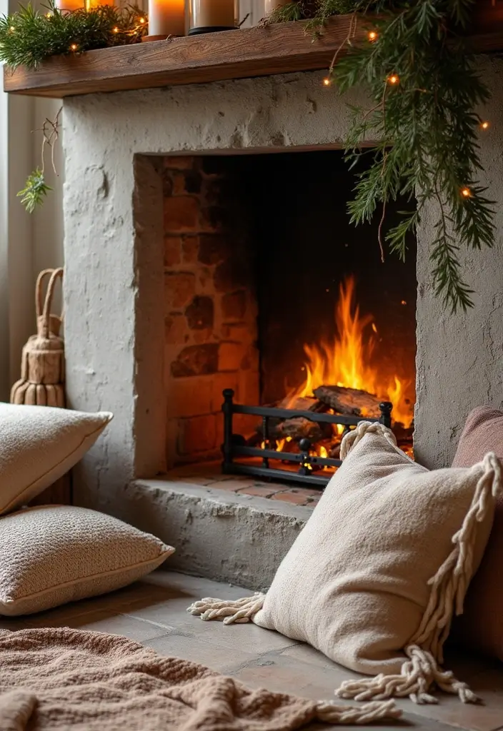 30 Rustic Fireplace Designs That Feel Cabin-Cozy 18 30 Rustic Fireplace Designs That Feel Cabin-Cozy - 18. Soft Textures