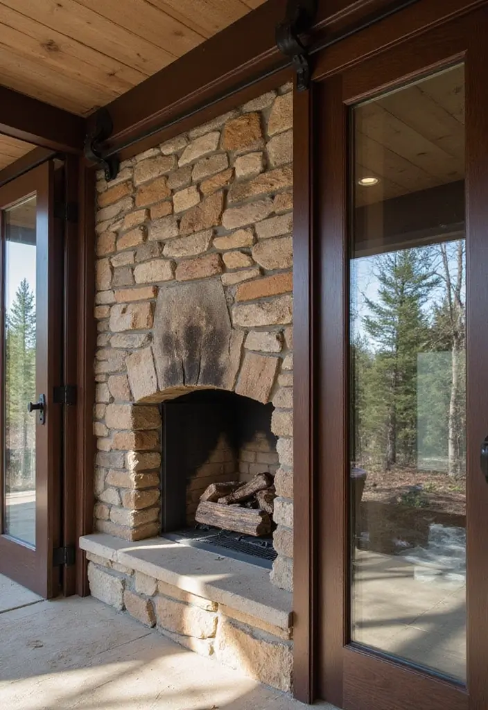 30 Rustic Fireplace Designs That Feel Cabin-Cozy 29 30 Rustic Fireplace Designs That Feel Cabin-Cozy - 29. Sliding Doors