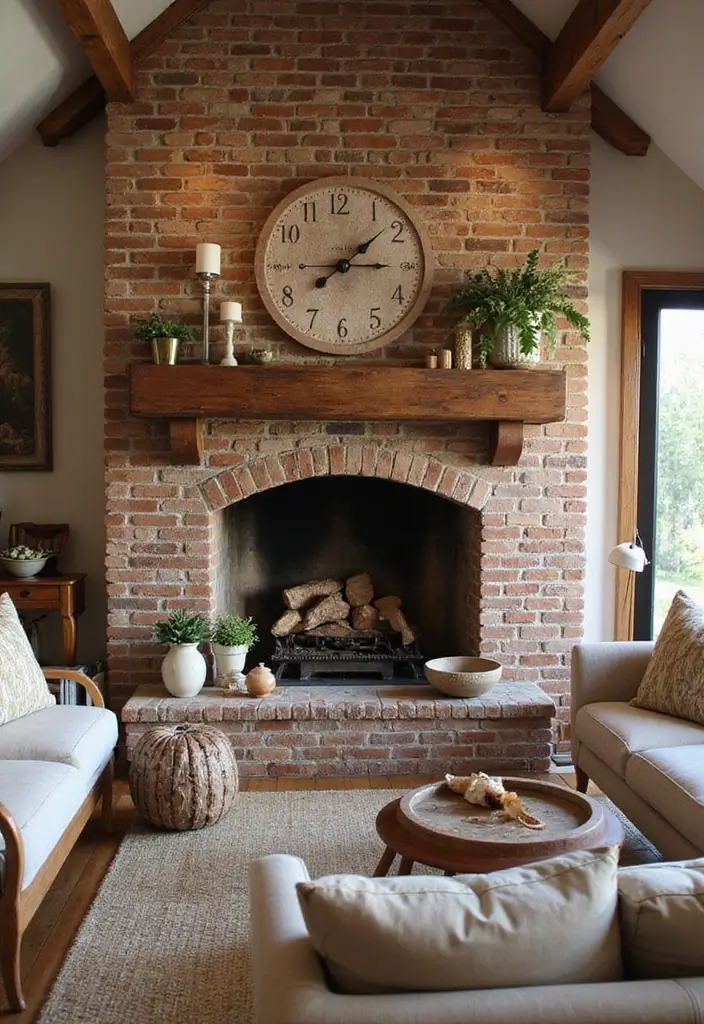30 Rustic Fireplace Designs That Feel Cabin-Cozy 9 30 Rustic Fireplace Designs That Feel Cabin-Cozy - 9. Brick and Mortar
