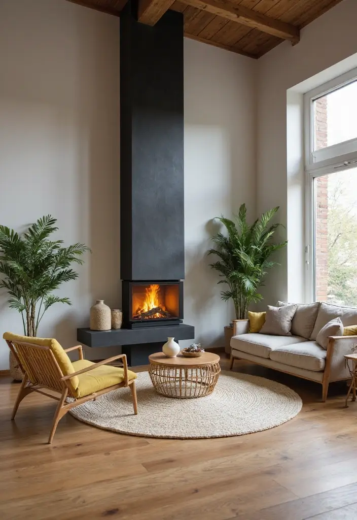 30 Tall Fireplace Designs That Command Attention 14 30 Tall Fireplace Designs That Command Attention - 14. Eco-Friendly Fireplaces