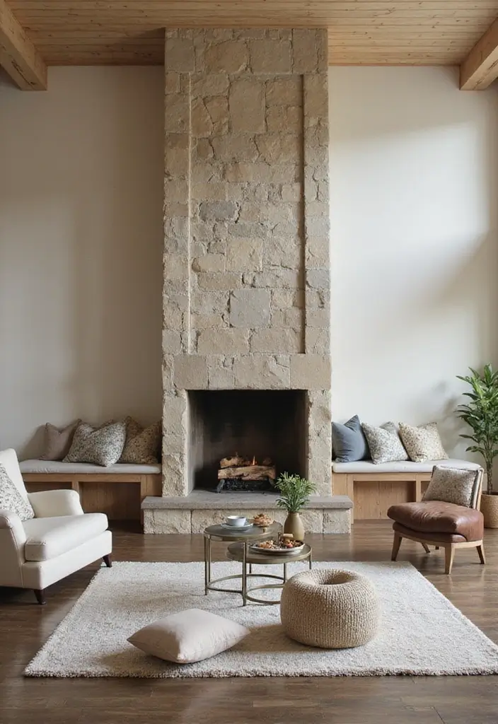 30 Tall Fireplace Designs That Command Attention 18 30 Tall Fireplace Designs That Command Attention - 18. Fireplaces with Benches