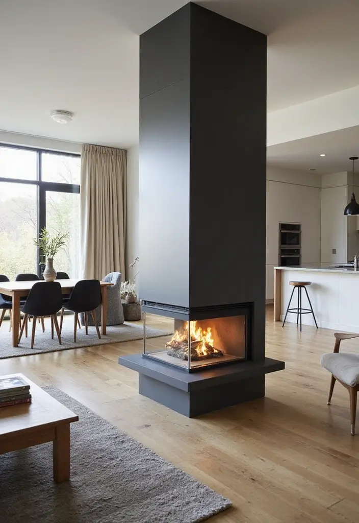30 Tall Fireplace Designs That Command Attention 22 30 Tall Fireplace Designs That Command Attention - 22. Two-Sided Fireplaces