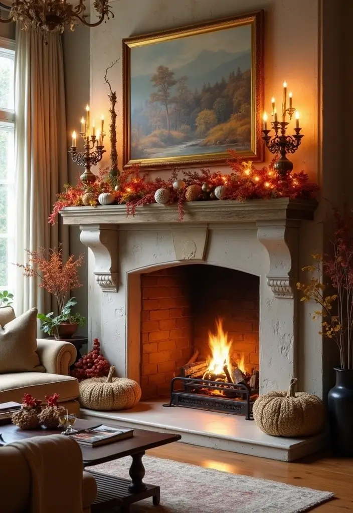 30 Tall Fireplace Designs That Command Attention 30 30 Tall Fireplace Designs That Command Attention - 30. Seasonal Decor for Fireplaces