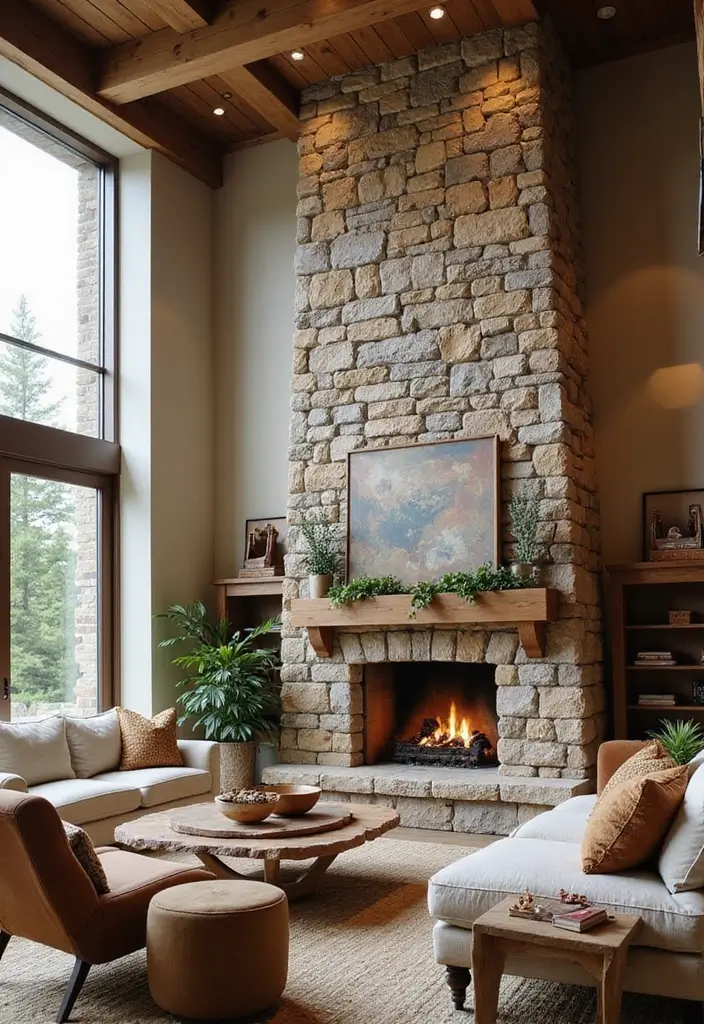 30 Tall Fireplace Designs That Command Attention 7 30 Tall Fireplace Designs That Command Attention - 7. Statement Stone Fireplaces