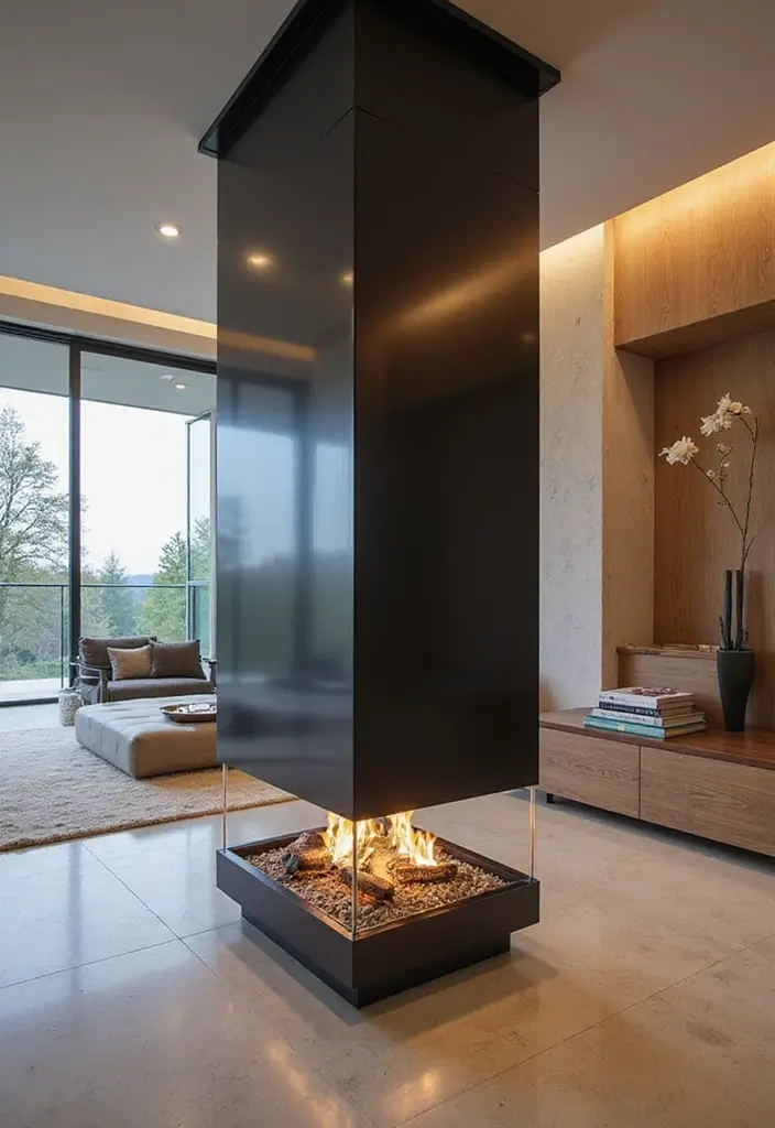 30 Tall Fireplace Designs That Command Attention 9 30 Tall Fireplace Designs That Command Attention - 9. Multi-Sided Fireplaces
