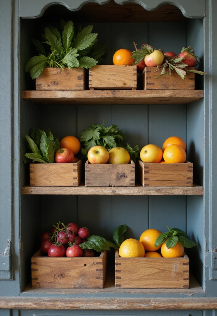 12 Above Kitchen Cabinet Decor Ideas for Height and Character - 1. Rustic Wooden Boxes for Warmth