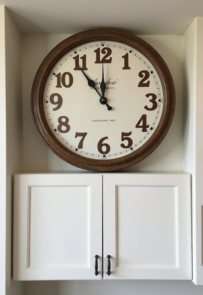 12 Above Kitchen Cabinet Decor Ideas for Height and Character - 11. Farmhouse-style Clocks