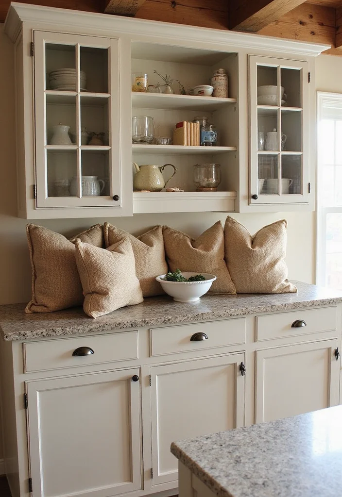 12 Above Kitchen Cabinet Decor Ideas for Height and Character - 12. Layering Textures with Fabrics