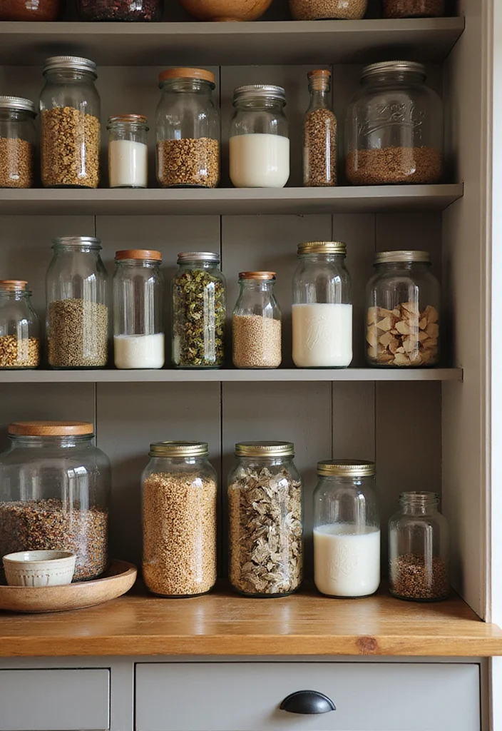 12 Above Kitchen Cabinet Decor Ideas for Height and Character - 2. Vintage Jars and Bottles Collection