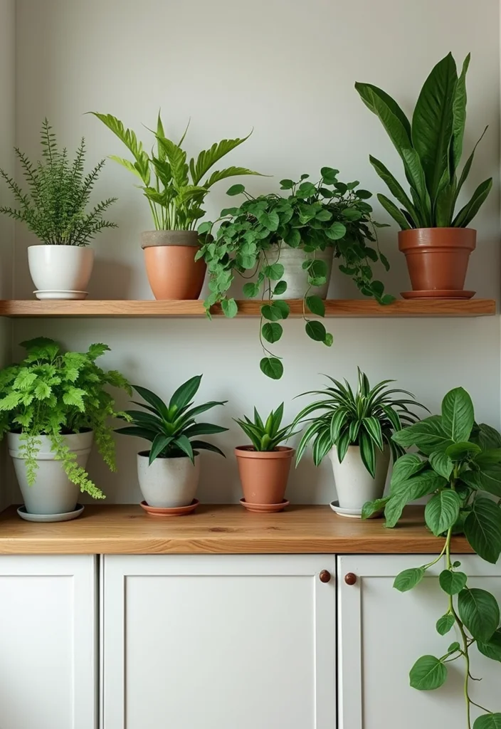 12 Above Kitchen Cabinet Decor Ideas for Height and Character - 3. Greenery for a Refreshing Touch
