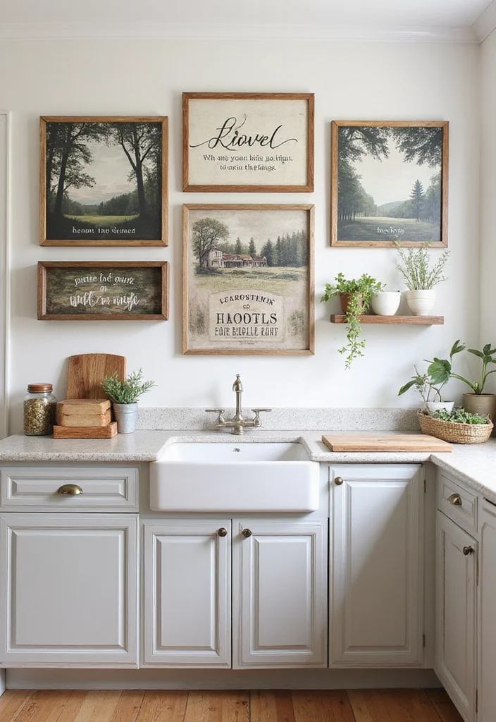 12 Above Kitchen Cabinet Decor Ideas for Height and Character - 4. Charming Wall Art or Signs