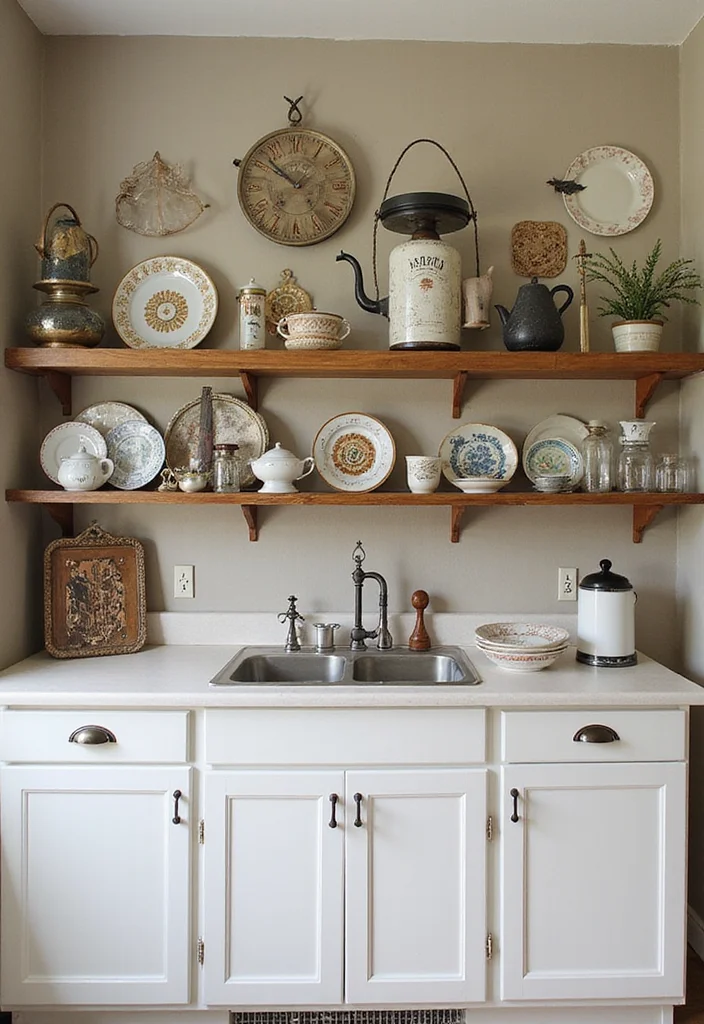12 Above Kitchen Cabinet Decor Ideas for Height and Character - 9. Unique Vintage Finds