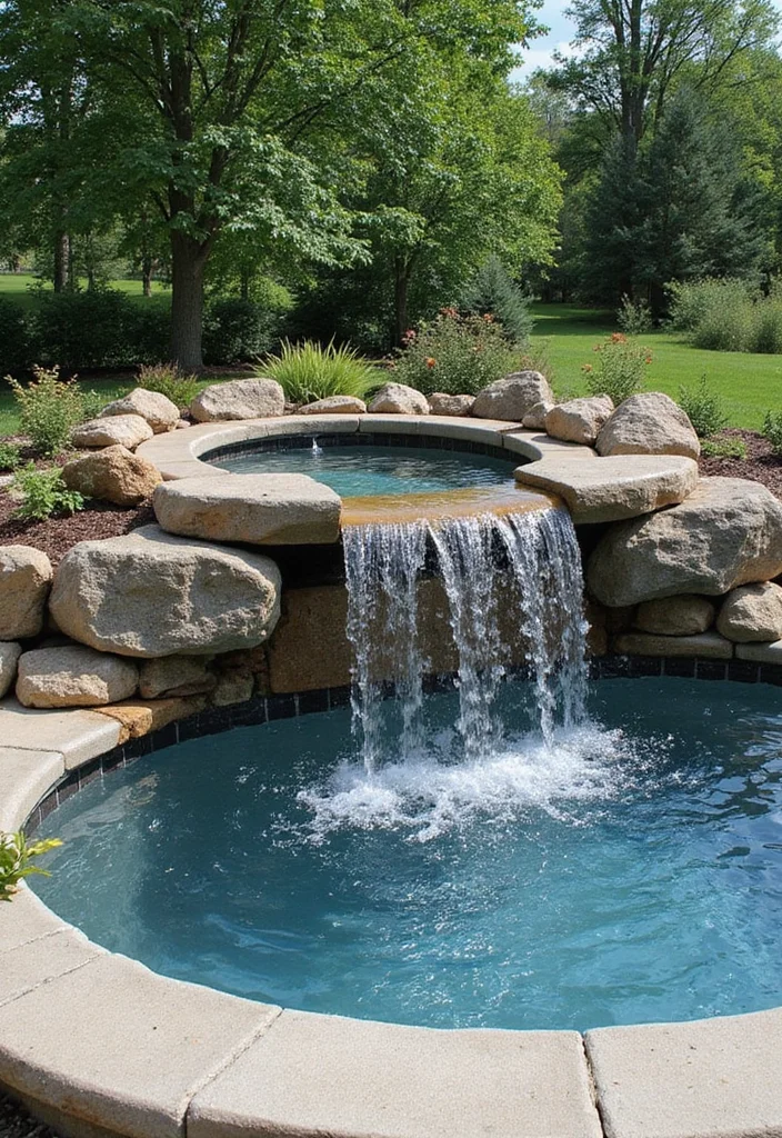 12 Backyard Above Ground Pool Ideas for Easy Family Enjoyment 111 12 Backyard Above Ground Pool Ideas for Easy Family Enjoyment 11. Natural Waterfalls
