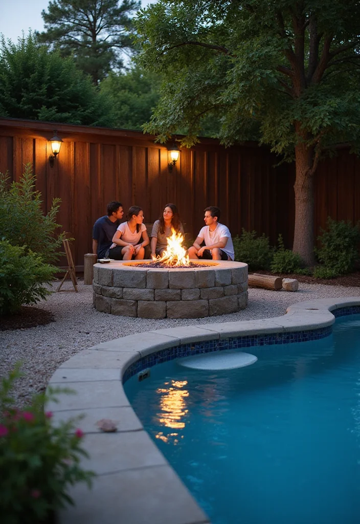 12 Backyard Above Ground Pool Ideas for Easy Family Enjoyment 122 12 Backyard Above Ground Pool Ideas for Easy Family Enjoyment 12. Poolside Fire Pit
