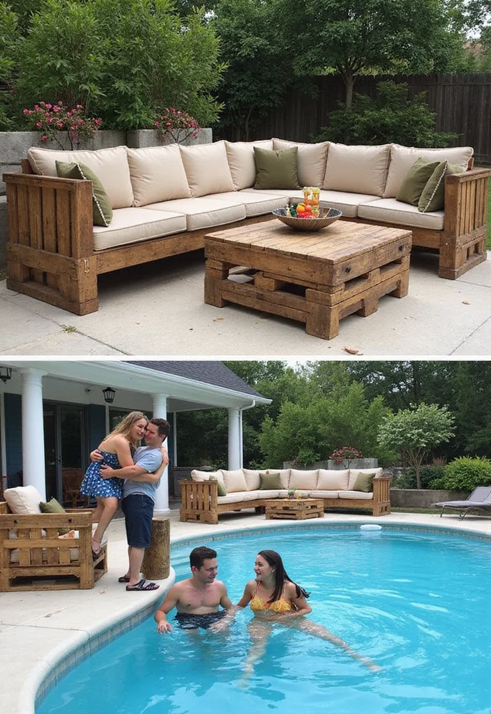 12 Backyard Above Ground Pool Ideas for Easy Family Enjoyment 78 12 Backyard Above Ground Pool Ideas for Easy Family Enjoyment 8. Upcycled Pool Furniture 2