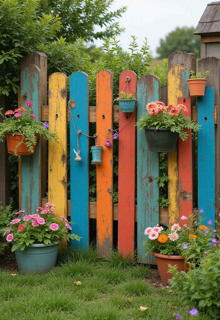 12 Backyard Fences Ideas for Privacy Safety and Style 9. Colorful Pallet Fences Artistic Flair 2