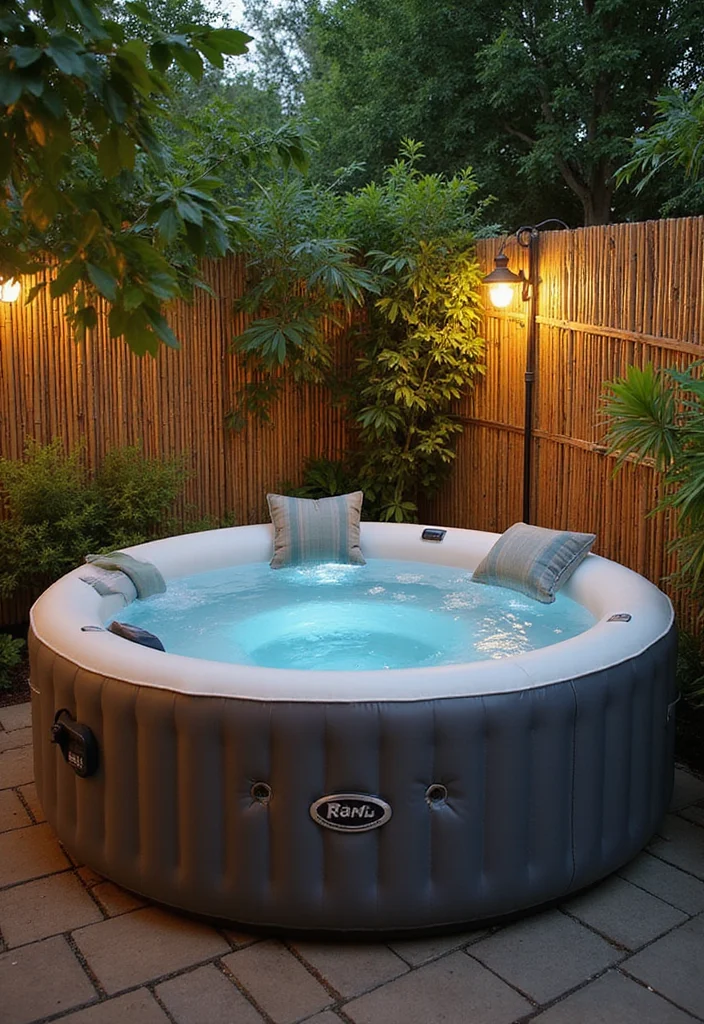 12 Backyard Inflatable Hot Tub Ideas for Simple Outdoor Comfort 1 12 Backyard Inflatable Hot Tub Ideas for Simple Outdoor Comfort - 1. Eco-Friendly Bamboo Surround