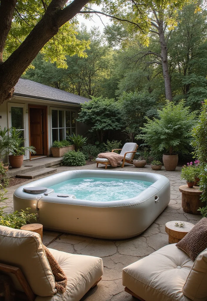 12 Backyard Inflatable Hot Tub Ideas for Simple Outdoor Comfort 122 12 Backyard Inflatable Hot Tub Ideas for Simple Outdoor Comfort - 12. Relaxing Chill Zone