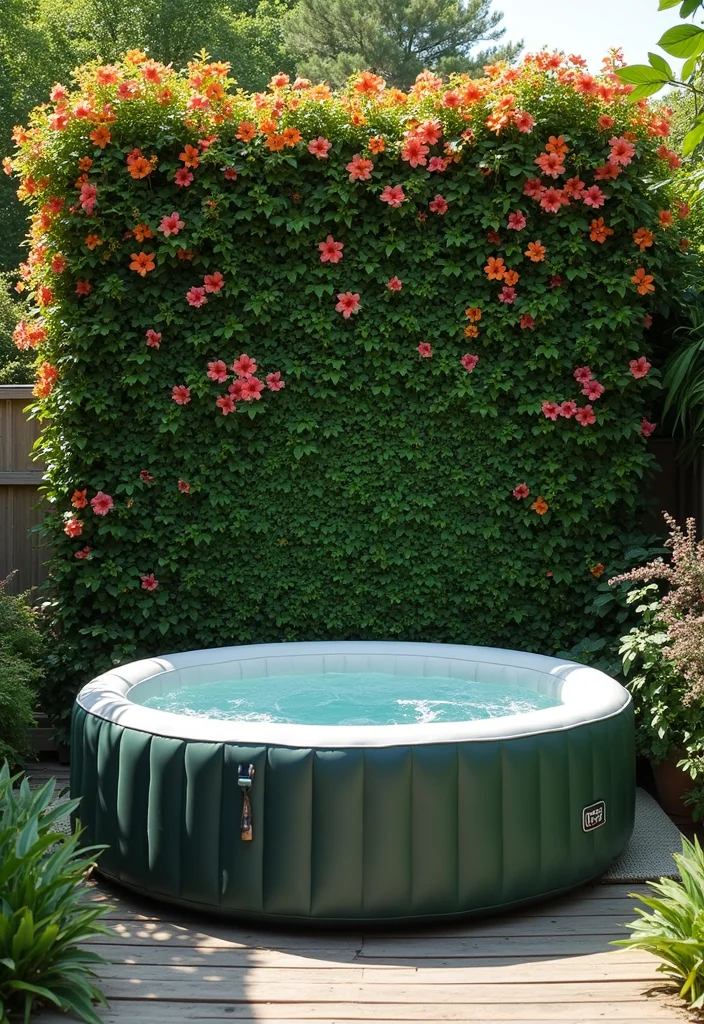 12 Backyard Inflatable Hot Tub Ideas for Simple Outdoor Comfort 56 12 Backyard Inflatable Hot Tub Ideas for Simple Outdoor Comfort - 6. Vertical Garden Backdrop