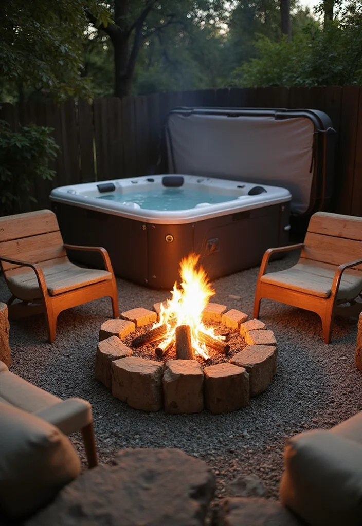 12 Backyard Inflatable Hot Tub Ideas for Simple Outdoor Comfort 89 12 Backyard Inflatable Hot Tub Ideas for Simple Outdoor Comfort - 9. Cozy Fire Pit Area