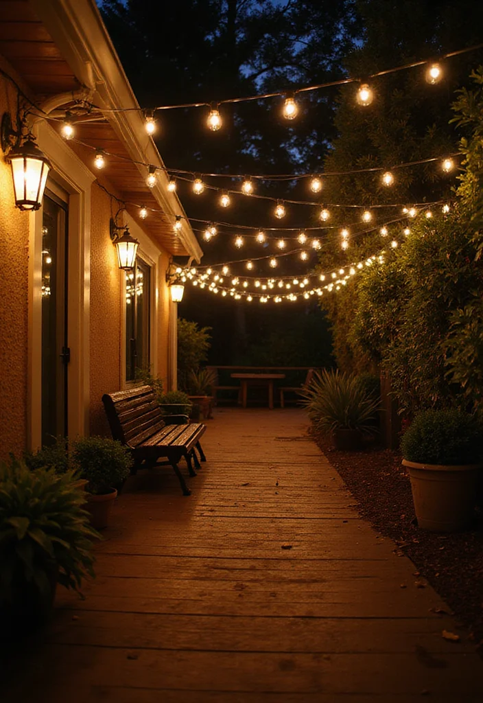 12 Backyard Light Ideas for Warm Nighttime Ambience - 1. Enchanting String Lights