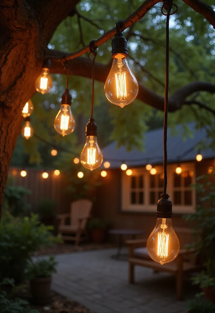 12 Backyard Light Ideas for Warm Nighttime Ambience - 4. Hanging Edison Bulbs