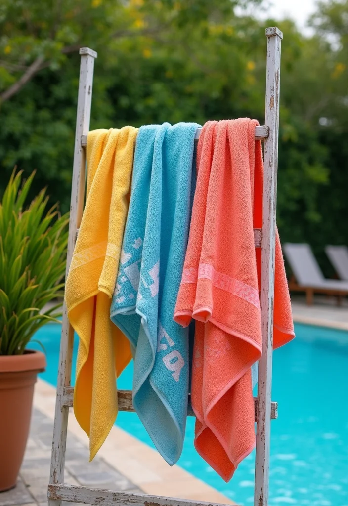 12 Backyard Pool Ideas on a Budget for Affordable Refreshing Fun 45 12 Backyard Pool Ideas on a Budget for Affordable Refreshing Fun - 5. Colorful Poolside Towels
