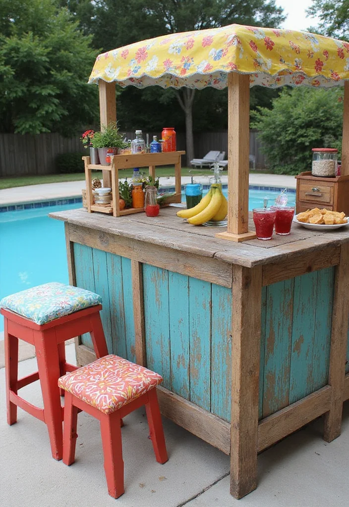 12 Backyard Pool Ideas on a Budget for Affordable Refreshing Fun 89 12 Backyard Pool Ideas on a Budget for Affordable Refreshing Fun - 9. DIY Poolside Bar