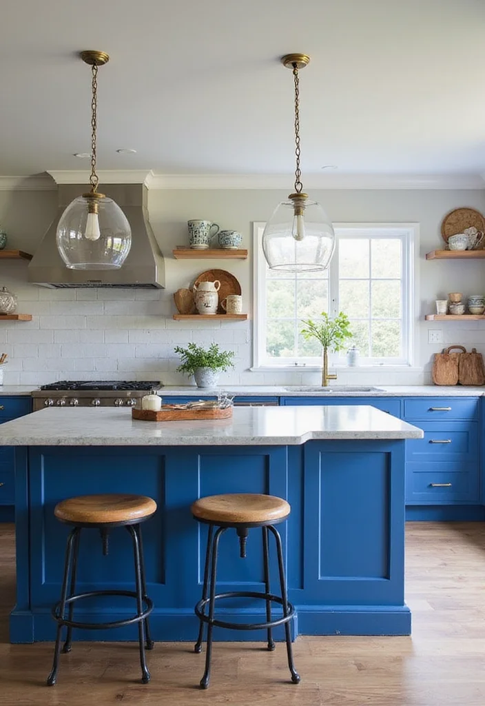 12 Blue Kitchen Ideas for Fresh Bold Calming Color 23 12 Blue Kitchen Ideas for Fresh Bold Calming Color - 3. Bold Blue Islands