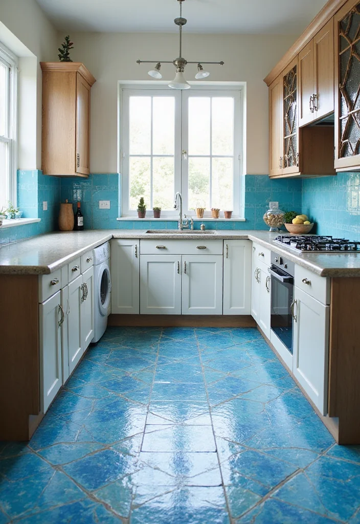 12 Blue Kitchen Ideas for Fresh Bold Calming Color 89 12 Blue Kitchen Ideas for Fresh Bold Calming Color - 9. Blue Tile Floors