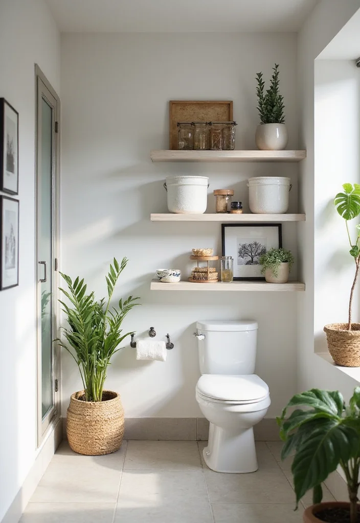 12 Dorm Bathroom Ideas for Practical Shared Space Living - 2. Floating Shelves for Stylish Storage