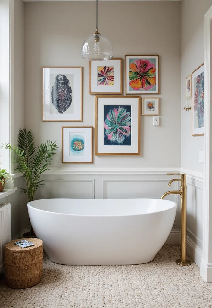 12 Dorm Bathroom Ideas for Practical Shared Space Living - 9. Creative Wall Art for Personalization