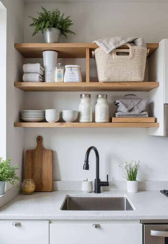 12 Laundry in Kitchen Ideas for Streamlined Everyday Function 23 12 Laundry in Kitchen Ideas for Streamlined Everyday Function - 3. Overhead Storage Bins