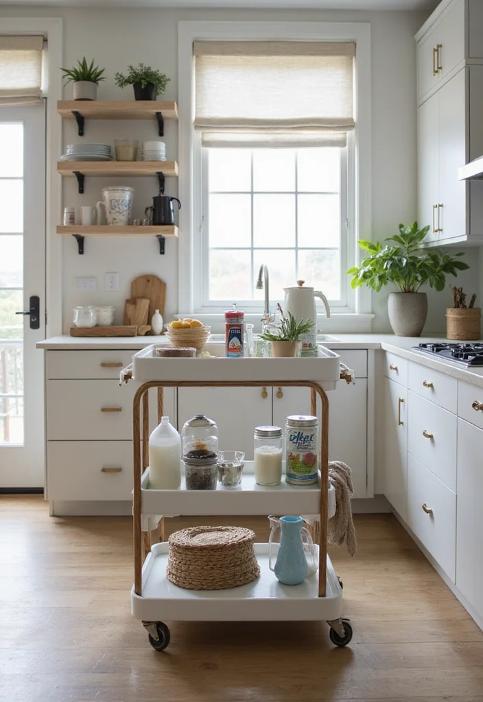 12 Laundry in Kitchen Ideas for Streamlined Everyday Function 89 12 Laundry in Kitchen Ideas for Streamlined Everyday Function - 9. Stylish Utility Carts