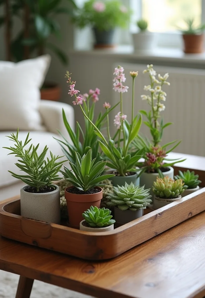 12 Living Room Tray Decor Ideas for Simple Stylish Accents 122 12 Living Room Tray Decor Ideas for Simple Stylish Accents - 12. Botanical Bliss