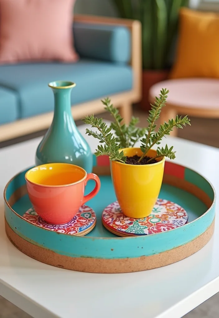 12 Living Room Tray Decor Ideas for Simple Stylish Accents 78 12 Living Room Tray Decor Ideas for Simple Stylish Accents - 8. Colorful Fun