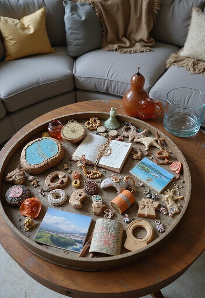 12 Living Room Tray Decor Ideas for Simple Stylish Accents 89 12 Living Room Tray Decor Ideas for Simple Stylish Accents - 9. Travel Memories