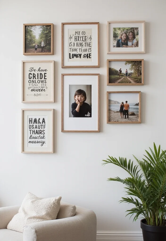 12 Picture Wall Ideas Living Room for Meaningful Visual Impact 45 12 Picture Wall Ideas Living Room for Meaningful Visual Impact 5. Personal Quotes and Sayings 2
