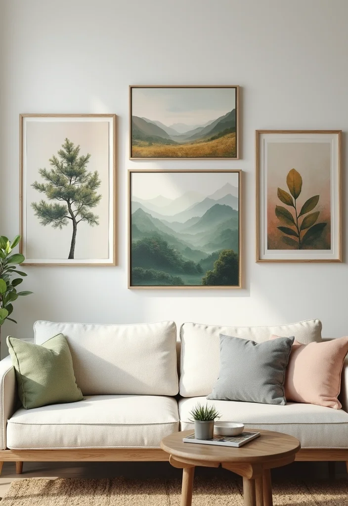 12 Picture Wall Ideas Living Room for Meaningful Visual Impact 56 12 Picture Wall Ideas Living Room for Meaningful Visual Impact 6. Nature Inspired Art 2